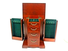 Vintage Bombay Company Mahogany Wood Jewelry Highboy Armoire Chest Box 1997