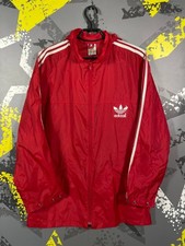 Adidas 70s 80s Vintage Nylon Jacket Taiwan Hood Windbreaker Red White sz 42 ig93