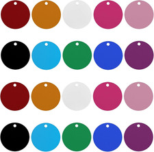 , Pet ID Tag Colorful Blank Round Double Sided Pets ID Tag Name Phone Number ID