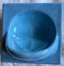 Vintage Blue Ceramic wall mounted inset Soap Dish Tray Shower SHELL scallop 