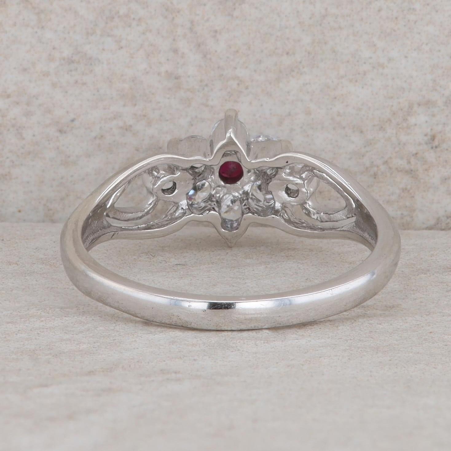 Sterling Silver Round Ruby & Cubic Zirconia Halo … - image 3