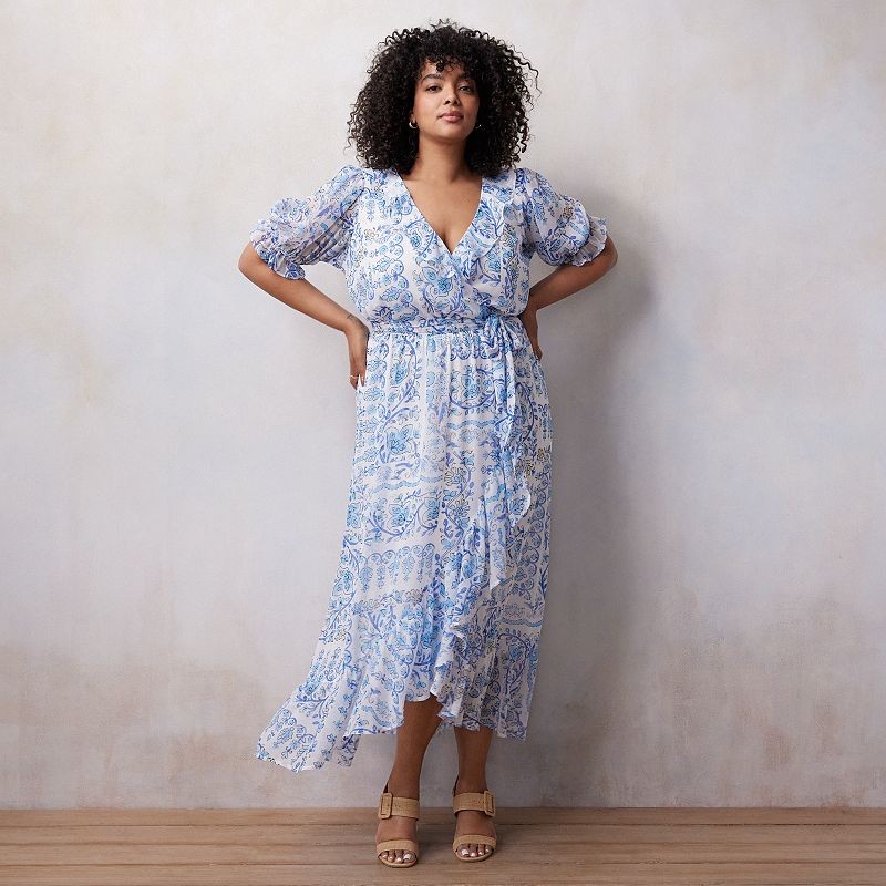 Plus Size LC Lauren Conrad Ruffled Wrap Maxi Dress, Women's, Size: 2XL, Blue