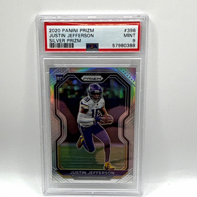 Panini Prizm 2020 Justin Jefferson #398 Silver Prizm Rookie PSA 57980388