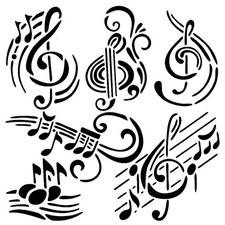Really Great Stencils, Treble Clef Collage Stencil, 6x6", Music, Notes, Musical