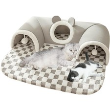 Cat Tunnel Bed Indoor,Cat Peekaboo Cave Bed for Multiple Cats,Kitty Tube with...
