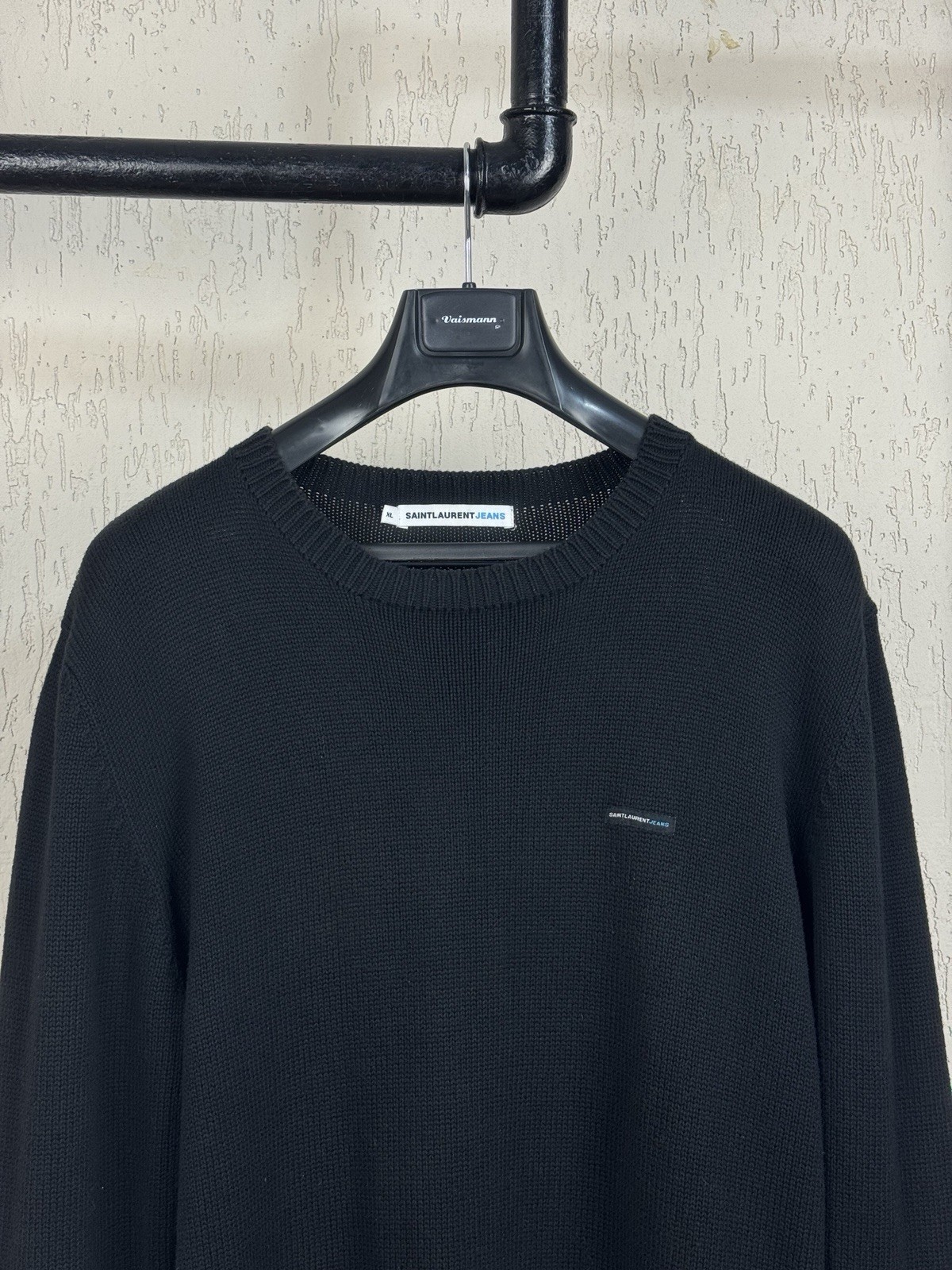 Maglione Vintage Yves Saint Laurent Jeans Basic Nero Uomo Taglia XL Pullover Anni 90