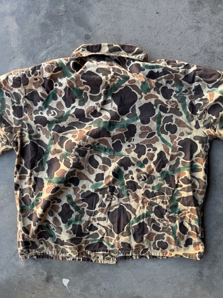 VTG Red Head Shirt Mens S Duck Camo Grunge Crop Boxy Hunting Woodland Button Up - Image 4 of 4