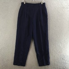 Talbots Trouser Dress Pants Womens 16 Tapered Leg High Rise Pleated Front Blue