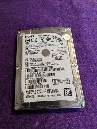 HGST 1TB Laptop Festplatte 1TB 7200 RPM SATA HDD, bitte Details lesen