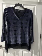 Simply Vera Vera Wang Teal Blue Burnout Velvet Grid Tunic Top V-Neck Size XS 💙