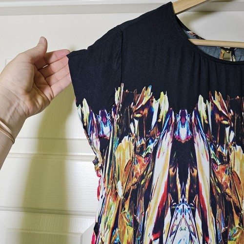 Twelfth Street By Cynthia Vincent Top Tunic Black Colorful Print Medium - Picture 3 of 9
