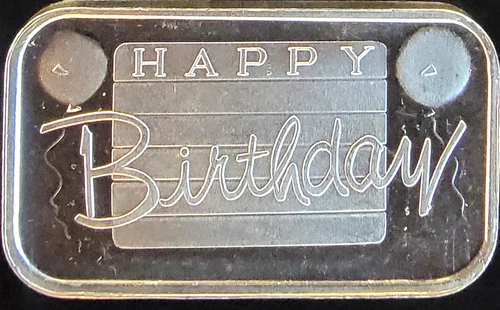 2004 Happy Birthday Engravable Reverse Balloon Bullion-0.999 Silver 1 Oz Art Bar