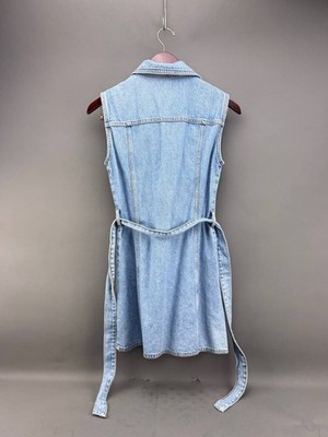 zara belted denim dress Zara Womens Blue Denim Belted Sleeveless Button Jean Dress Size M