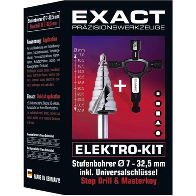 Exact 70606 HSS Stufenbohrer  7 - 32.5 mm   Zylinderschaft 1 Set