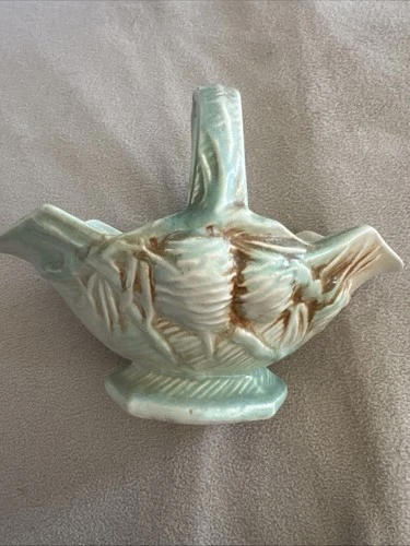 Vintage McCoy Pottery Leslie Cope Design Green & Brown Basket Planter USA