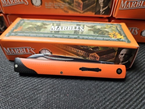 Marbles Doctor's Knife Stainless Steel Spear Blade Black/Orange G10 Handle