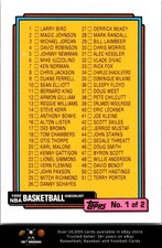 1992-93 Topps BASKETBALL #197 Checklist 1: 1-99