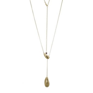 Authentic 18"+4" Yellow Gold-Plated 925 Silver Teardrop Lariat Necklace by ELLE