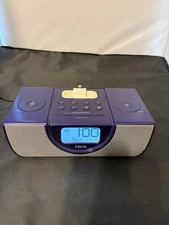Purple iHome color tunes iP43 iPod Alarm Clock Radio Dock With Charger & Adapter