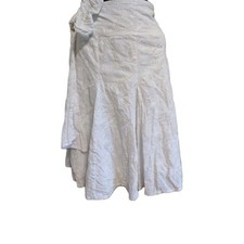 George White Skirt Sz 8 Boho Cottagecore White Embroidery Sash Tie Beachwear