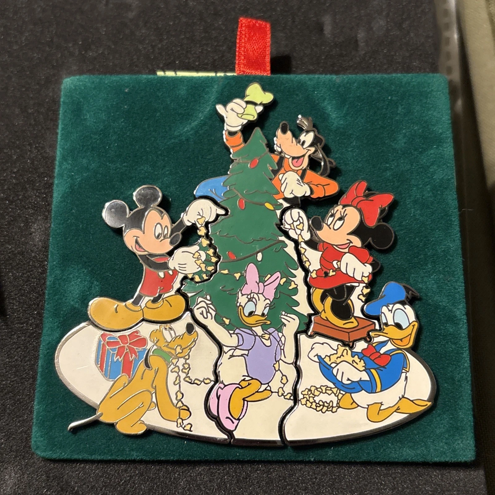 Disney Christmas Characters Decorating Tree puzzle pin