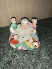 Lucky vintage porcelain mini chinese laughing  Buddha and children fertilty