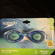 Speedo Kids Glide Print Goggles Ages 3 - 6 Blue w/Sharks Latex