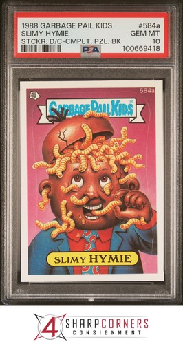 1988 GARBAGE PAIL KIDS STICKER DIE-CUT #584a SLIMY HYMIE SERIES 15 PUZZLE PSA 10
