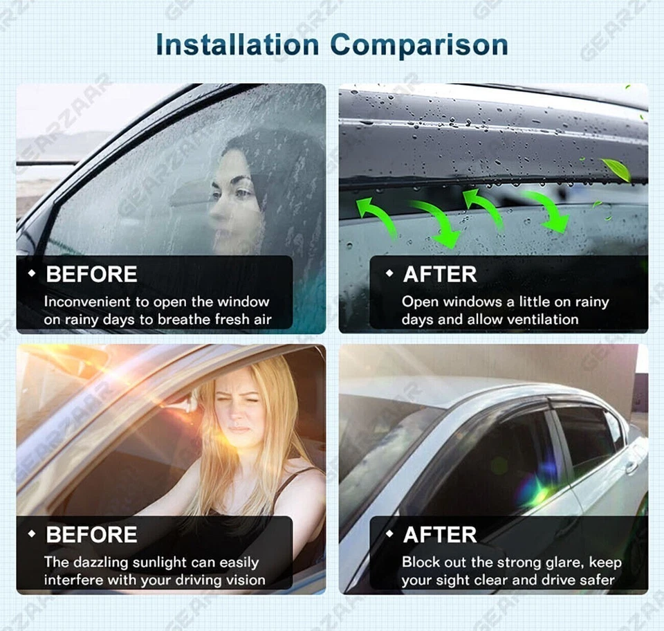 For 2017-2022 Honda CR-V CRV Smoke Window Visors Vent Rain Guards w/ Chrome - Image 3 of 4