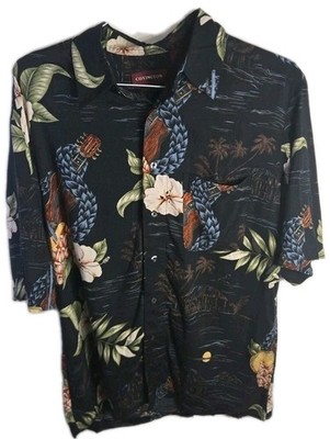 Covington Shirt Mens Medium Hawaiian Button Up Floral Aloha 100% Rayon