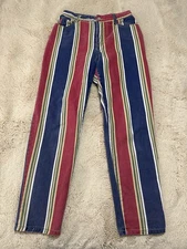 Vintage 90s Bongo Striped Jeans Woman’s Size 28 High Waisted Made In USA Comfort