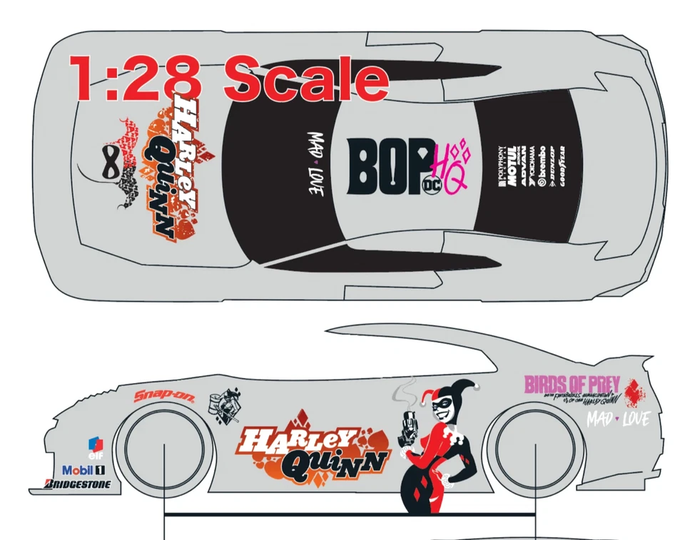 1x Harley Quinn Water Slide Decal White Toner 1/24- 1/28 RC Model Dicast Hot#362 - Image 3 of 4