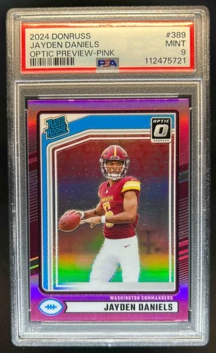 2024 Donruss Jayden Daniels Optic Rated Rookie Preview Pink #389 PSA 9