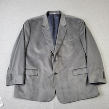 Oak Hill Blazer Mens 3XL 54R/56R Velour Polyester Gray Suit Jacket Sport Coat