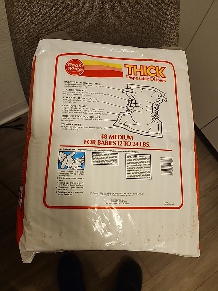 Pañales vintage con cinta adhesiva de plástico 48 bolsa sin abrir Foto 3 de 3