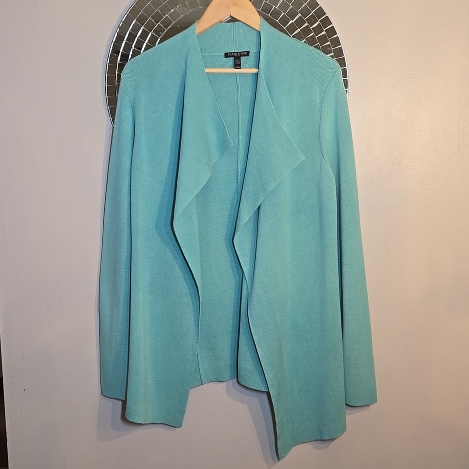 Eileen Fisher Organic Cotton Silk Cascade Open Front Knit Cardigan NWOT