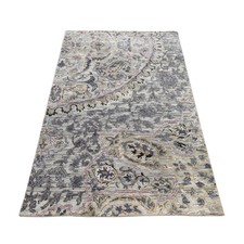 3'x5'3" Light Green THE MAHARAJA Pure Silk Hand Knotted Sampler Oriental Rug