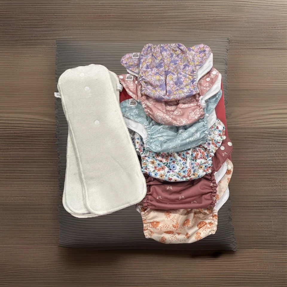 Лот из 6 многоразовых тканевых подгузников Mama Koala — 6 вставок один размер для девочек отличное состояние - Изображение 2 из 4