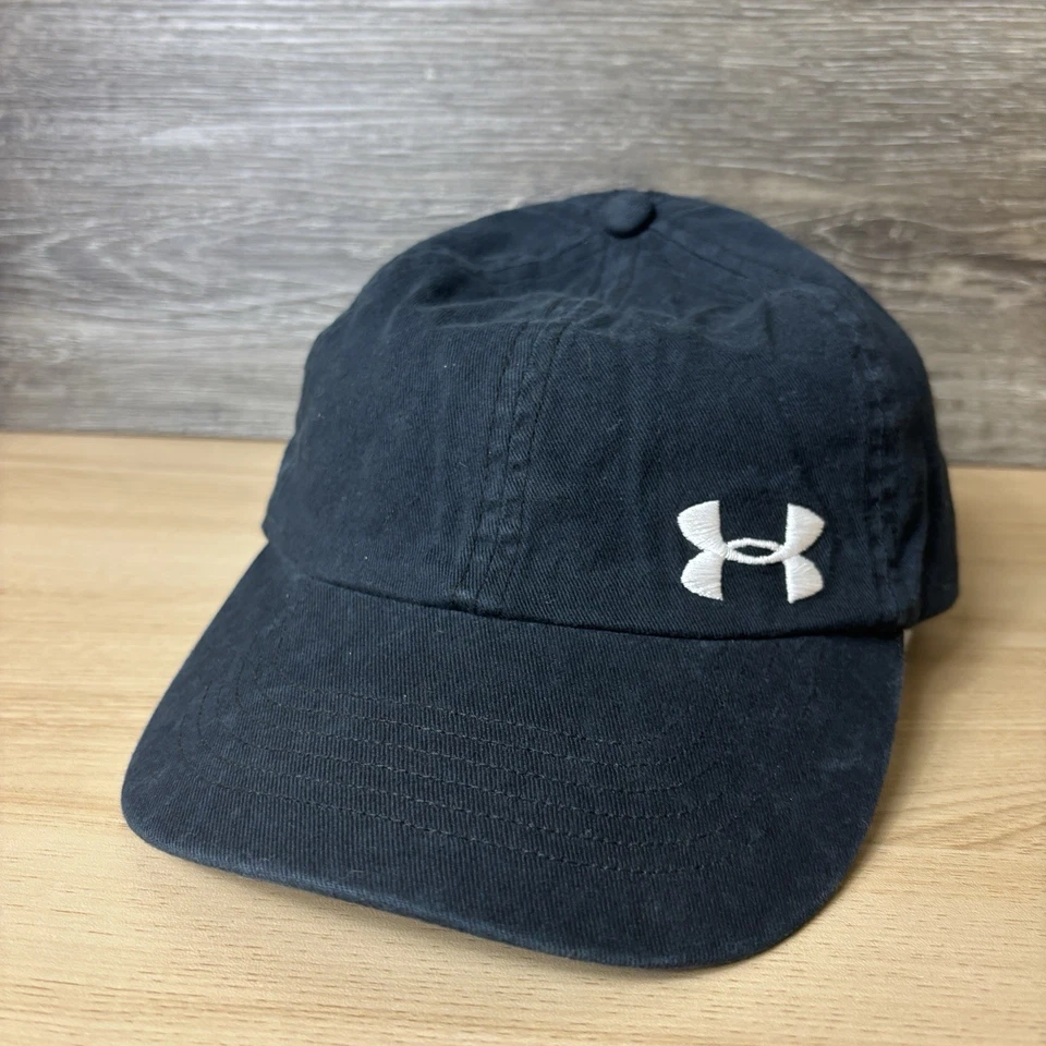 Gorra Under Armour con correa trasera negra para mujer correr correr gimnasio atlético Foto 3 de 4