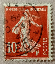 6A-Timbre France YT  138 oblitéré année 1907 "type semeuse fond plein sans sol"