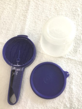 Vintage RARE 3 pc. dark blue 550ml Container, handled sifter, lid NO OTHERS !