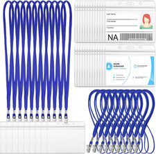 50 Sets Clear Name Tags with Lanyard, Lanyards for ID Badges Reusable Strap with