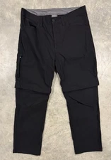 Eddie Bauer Convertible Tech Pants Mens 36x30 Black Zip Off Outdoor Hiking Camp