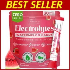 Watermelon Candy Electrolytes Powder - Sugar-Free Hydration Packets (30 Count)