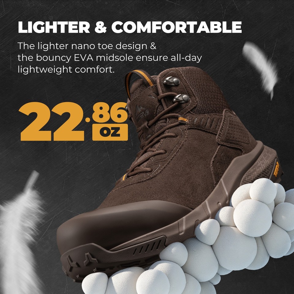 Men Waterproof Composite Toe Work Boots Lightweight Comfortable Safety 