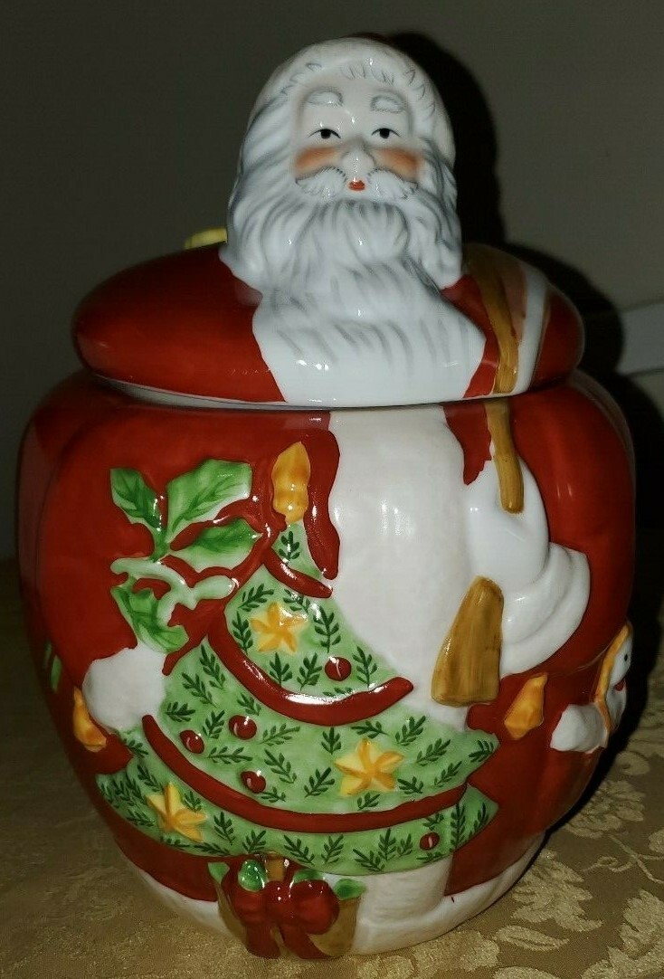 Villeroy & Boch FESTIVE FRIENDS CHRISTMAS SANTA COOKIE JAR CANISTER LID