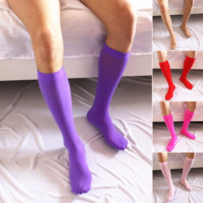 Men Knee High Socks Spandex Ultrathin Invisible Seamless