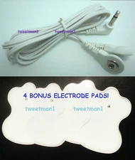 +BONUS PADS!+ ELECTRODE LEAD WIRE Cable 3.5mm for Digital Massager TENS Snap