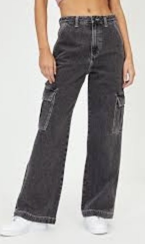 Glassons High Rise Wide Leg Cargo Jeans 