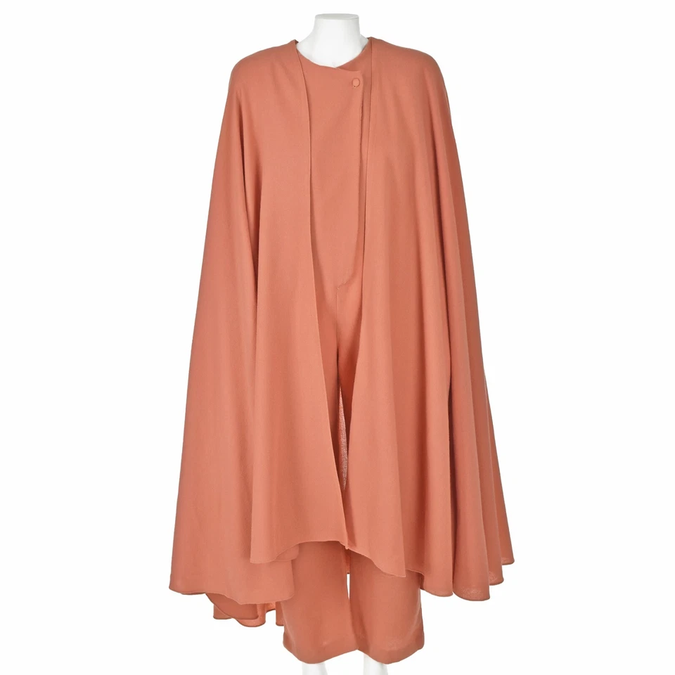 Mono de crepé de lana coral vintage de los años 80 MIMI TRUJILLO y capa a juego talla pequeña Foto 2 de 4
